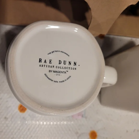 Rae Dunn Cream Mug and Holder Set - Play Hard, Work Hard - Picture 5 of 6